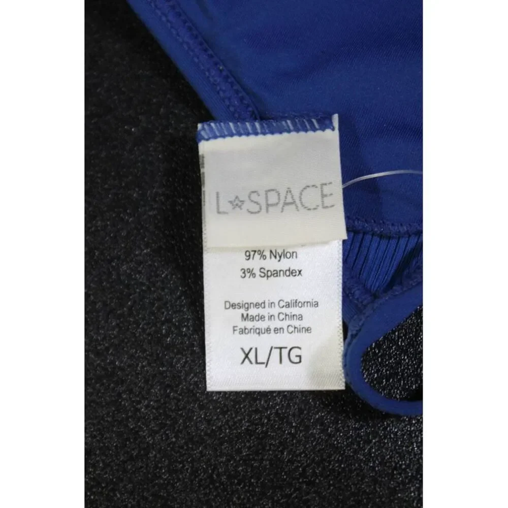 L Space Womens Textured Spaghetti Strap Bikini Swim Top Blue Size XL